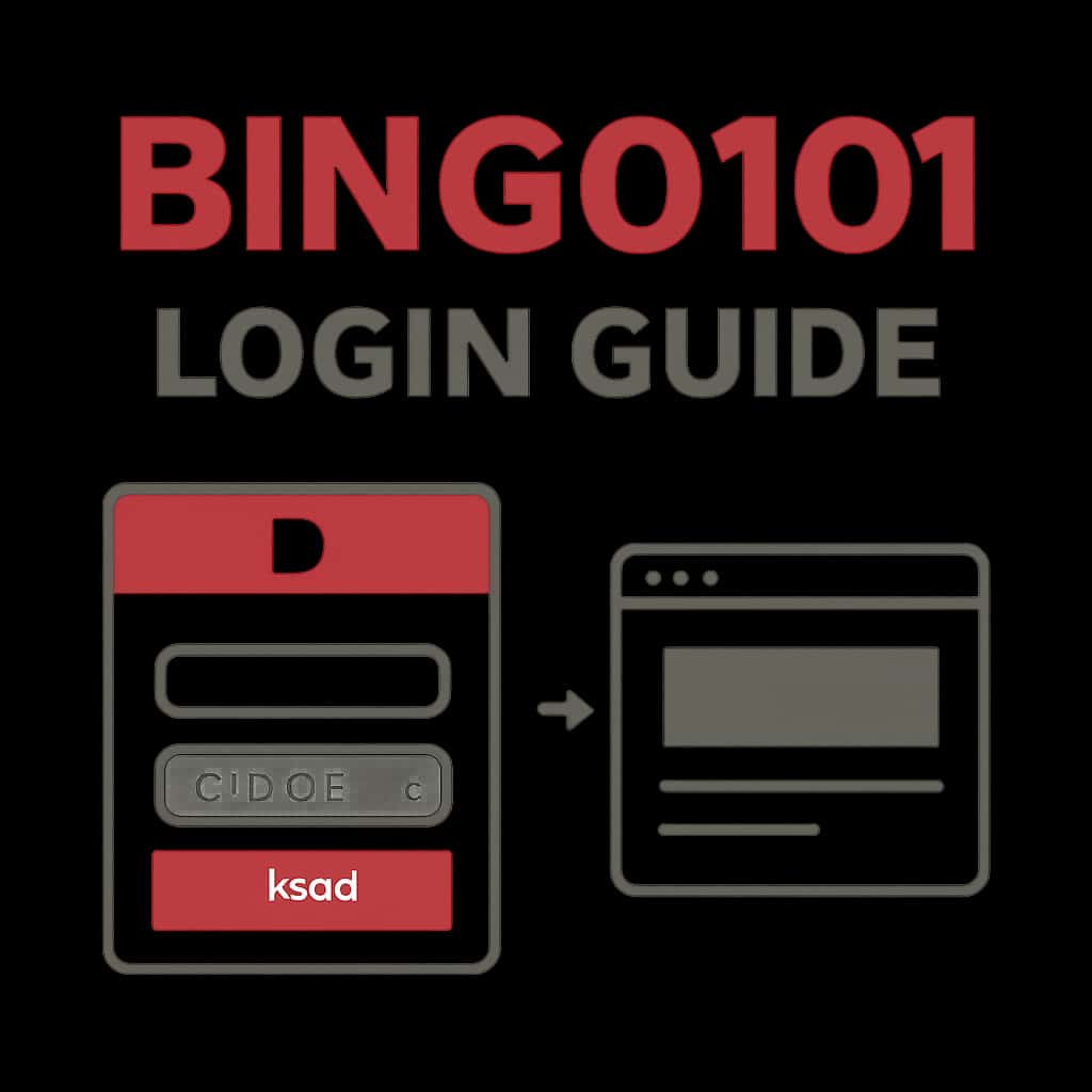 An illustrative diagram summarizing steps for logging into Bingo101.