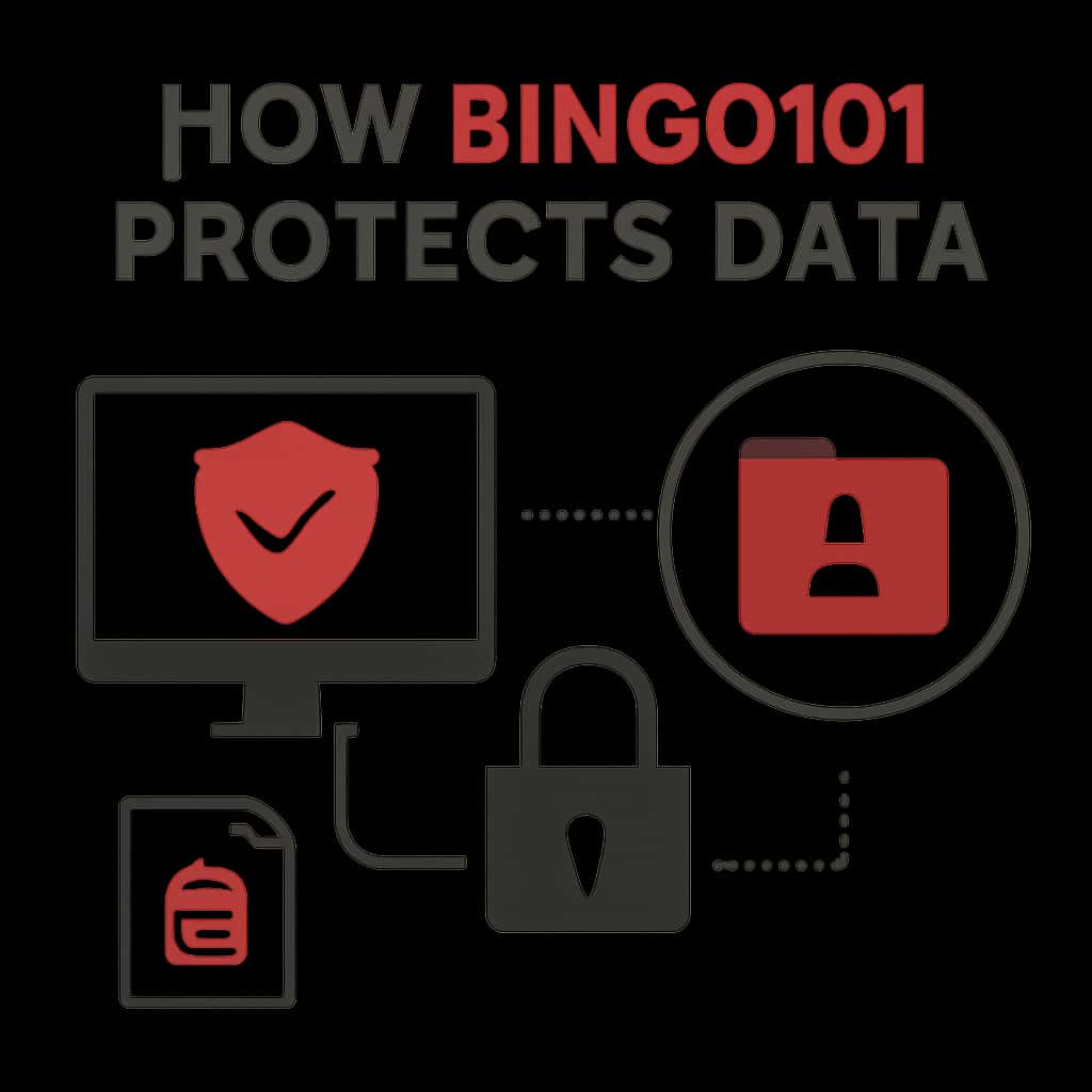 A diagram showing the methods Bingo101 uses to secure user data.