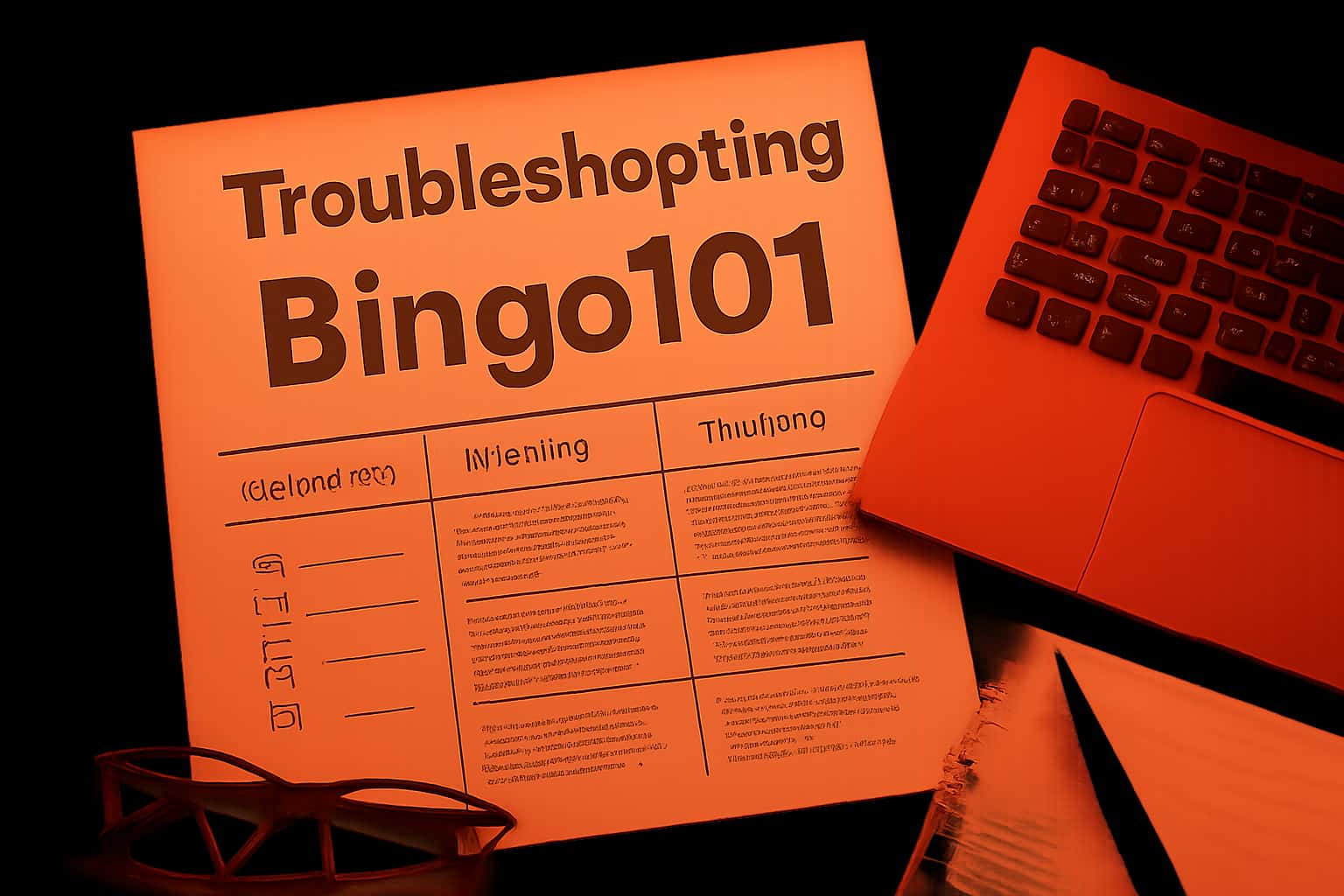 An informative visual representation of Troubleshooting Bingo101 with clear branding.